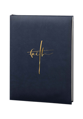 Faith Memorial Guest Book - Blue - 6 Ring - ST8610-BK