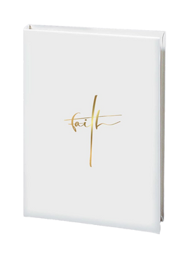 Faith Memorial Guest Book - White - 6 Ring - ST8608-BK