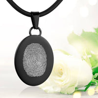 Black polished fingerprint pendant - Oval