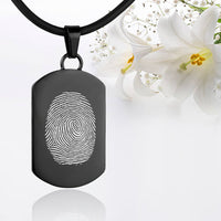 Black polished fingerprint pendant - Dog Tag