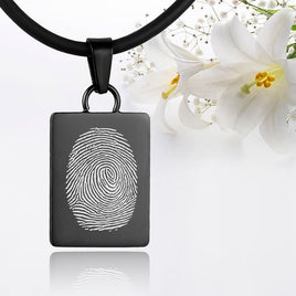 Black polished fingerprint pendant - Rectangle