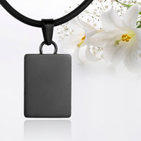 Black polished fingerprint pendant - Rectangle