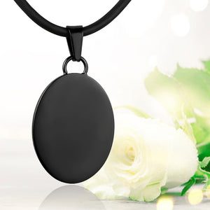 Black polished fingerprint pendant - Oval