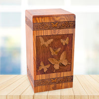 Large Solid Rosewood Butterfly Cremation Urn - IUWD201