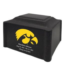 University of Iowa Hawkeyes Black Cultured Marble Urn - CMIOWA100