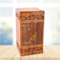 Large Solid Rosewood Cardinal Cremation Urn - IUWD202
