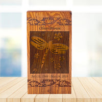 Large Solid Rosewood Dragonfly Urn - IUWD203
