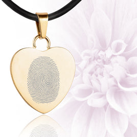 24K Gold Plated Sterling Silver Fingerprint Heart Pendant