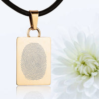 24K Gold Plated Sterling Silver Fingerprint Pendant - Rectangle