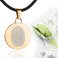 24K Gold Plated Sterling Silver Fingerprint Pendant - Circle