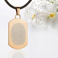 24K Gold Plated Sterling Silver Fingerprint Pendant - Dog Tag