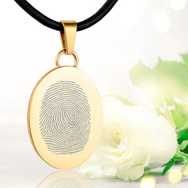 24K Gold Plated Sterling Silver Fingerprint Oval Pendant