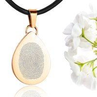 24K Gold Plated Sterling Silver Fingerprint Pendant-Teardrop