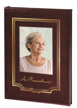 Artistic Picture Frame Memorial Guest Book - 6 Ring - STFB100-Burgundy