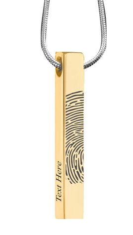 Gold Polished Fingerprint Bar Pendant