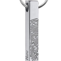 Silver Polished Fingerprint Bar Pendant