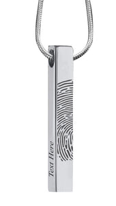 Silver Polished Fingerprint Bar Pendant