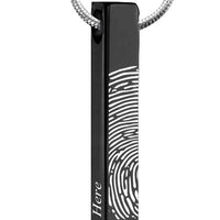Black Polished Fingerprint Bar Pendant