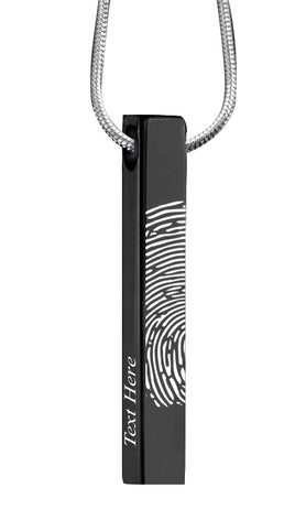 Black Polished Fingerprint Bar Pendant
