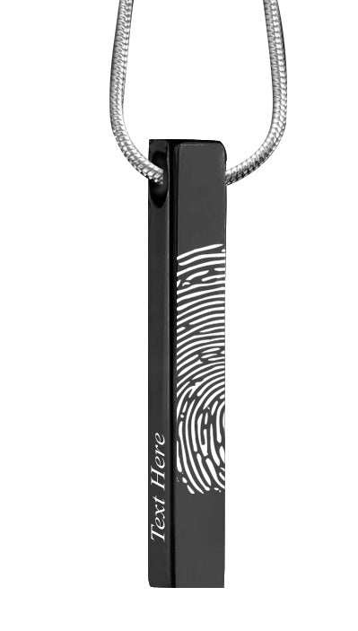 Black Polished Fingerprint Bar Pendant