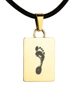 Gold Polished Foot Print Pendant - Rectangle