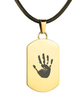 Gold Polished Hand Print Pendant - Dog Tag