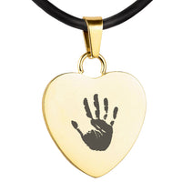 Gold Polished Hand Print Pendant - Heart