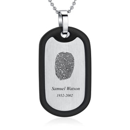 Military-Style Dog Tag Fingerprint Pendant - ITMILTAG100