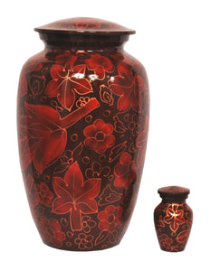 Red & Black Floral Cremation Urn - Overstock Deal - IUAL118