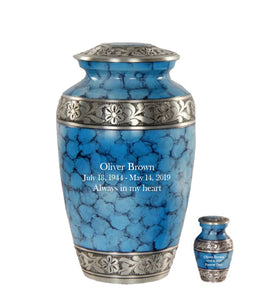 Modest Series - Aqua Blue Cloud Cremation Urn - IUAL128