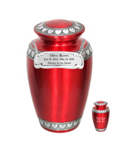 Modest Series - Red with Hearts Cremation Urn - IUAL139