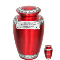 Modest Series - Red with Hearts Cremation Urn - IUAL139