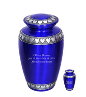 Modest Series - Royal Blue with Hearts Cremation Urn - IUAL140