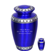 Modest Series - Royal Blue with Hearts Cremation Urn - IUAL140