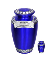 Modest Series - Royal Blue with Hearts Cremation Urn - IUAL140
