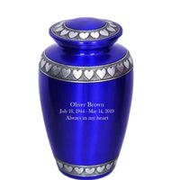 Modest Series - Royal Blue with Hearts Cremation Urn - IUAL140