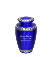 Modest Series - Royal Blue with Hearts Cremation Urn - IUAL140
