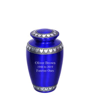 Modest Series - Royal Blue with Hearts Cremation Urn - IUAL140