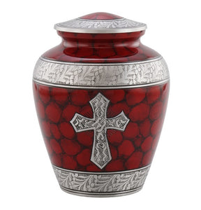 Elite Cross Cremation Urn - Red - Overstock Deal IUAL174-Red