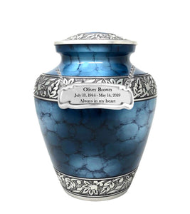 Modest Series - Elite Cloud Blue & Silver Cremation Urn - IUAL176