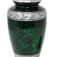 Classic Forest Green with Silver Bands Cremation Urn & Keepsake - IUAL190