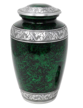 Classic Forest Green with Silver Bands Cremation Urn - IUAL190