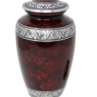 Classic Forest Red with Silver Bands Cremation Urn & Keepsake - IUAL192