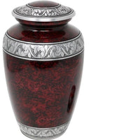 Classic Forest Red with Silver Bands Cremation Urn & Keepsake - IUAL192