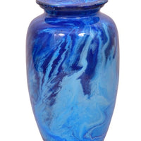Flowing Tie-Dye Alloy Cremation Urn, Blue - IUAL207