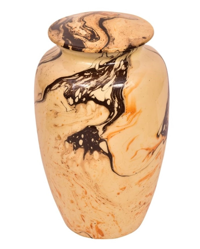 Flowing Tie-Dye Alloy Cremation Urn, Beige - IUAL209