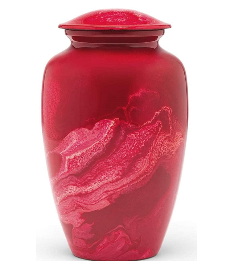 Flowing Tie-Dye Alloy Cremation Urn, Red - IUAL210