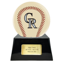 Ivory Baseball Trophy Urn Base with Optional Colorado Rockies Team Sphere