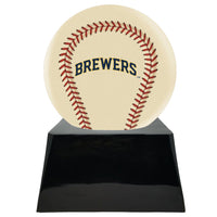 Ivory Baseball Trophy Urn Base with Optional Milwaukee Brewers Team Sphere