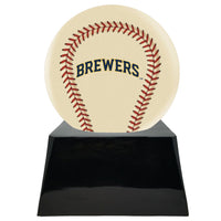 Ivory Baseball Trophy Urn Base with Optional Milwaukee Brewers Team Sphere
